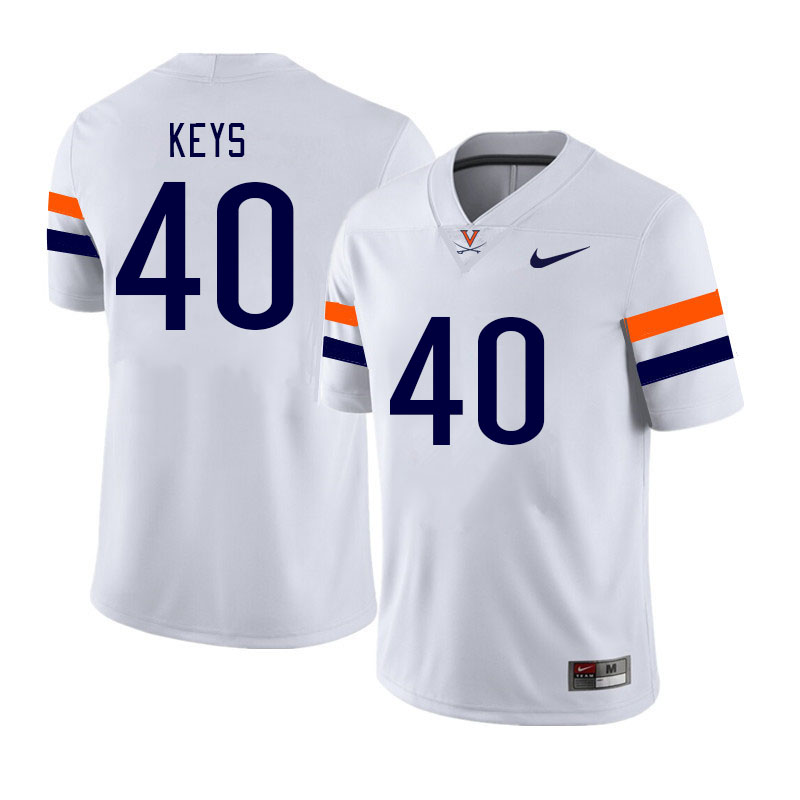 Men #40 Rob Keys Virginia Cavaliers College Football Jerseys Stitched Sale-White - Click Image to Close